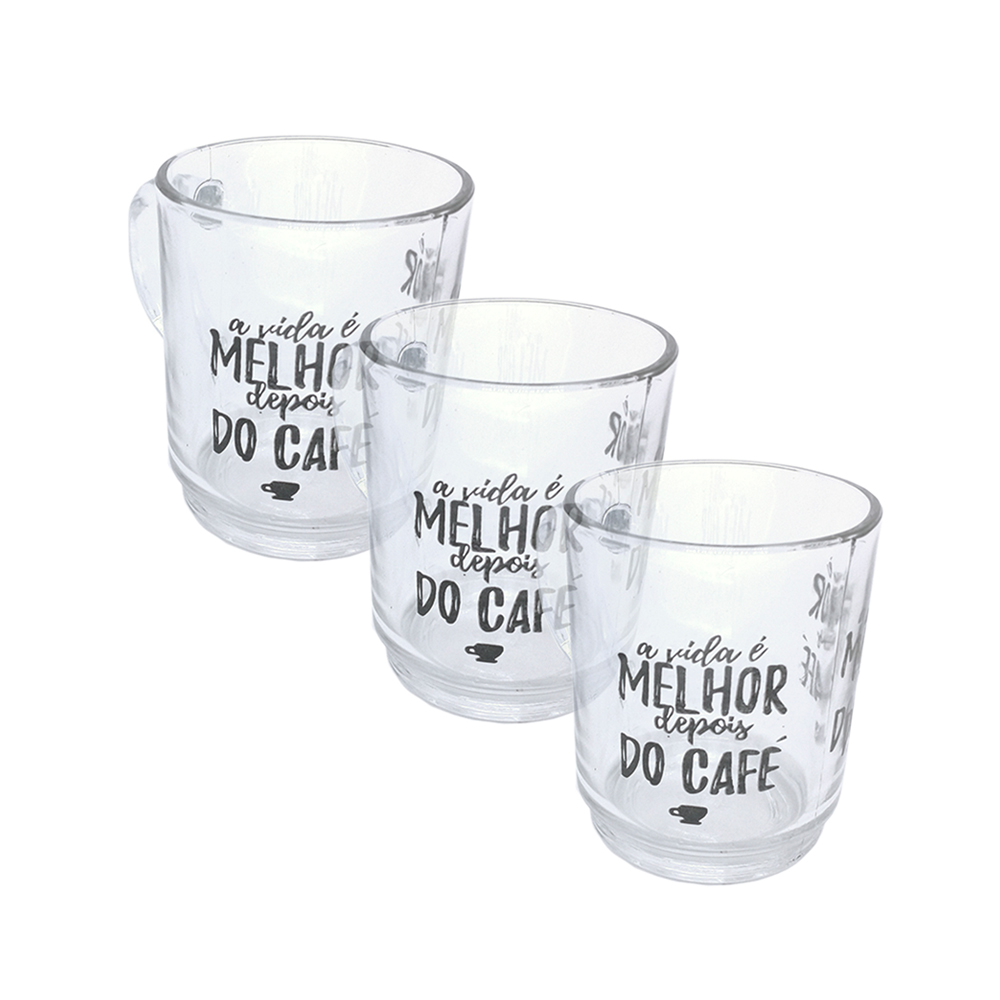 JG CANECA P/ CAFÉ DECORADA 250 ML - C/3 UN - CM16
