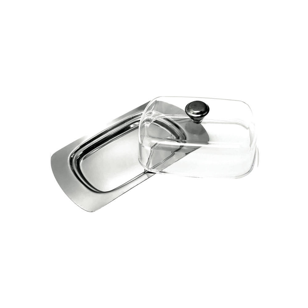 MANTEIGUEIRA PLANA INOX COM TAMPA ACRILICA - CM24