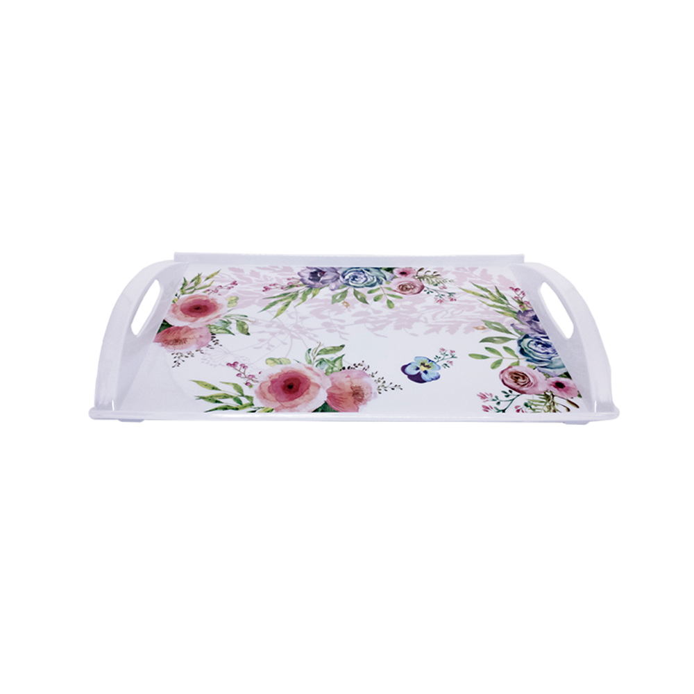 BANDEJA MELAMINA 40*25CM FLORAL - CM36