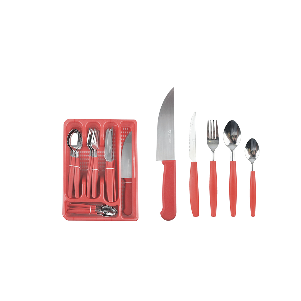 JG TALHERES VERMELHO 26 PCS C/ SUPORTE - CM 8