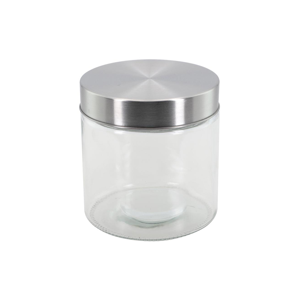 POTE DE VIDRO REDONDO 500ML TAMPA CROMADA - CM36
