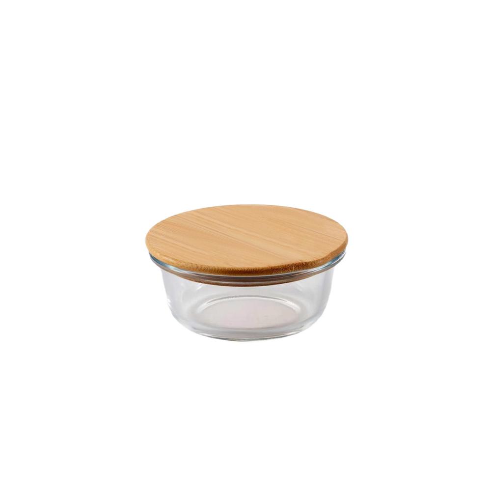 POTE DE VIDRO REDONDO COM TAMPA ESTILO BAMBU 1L - CM12