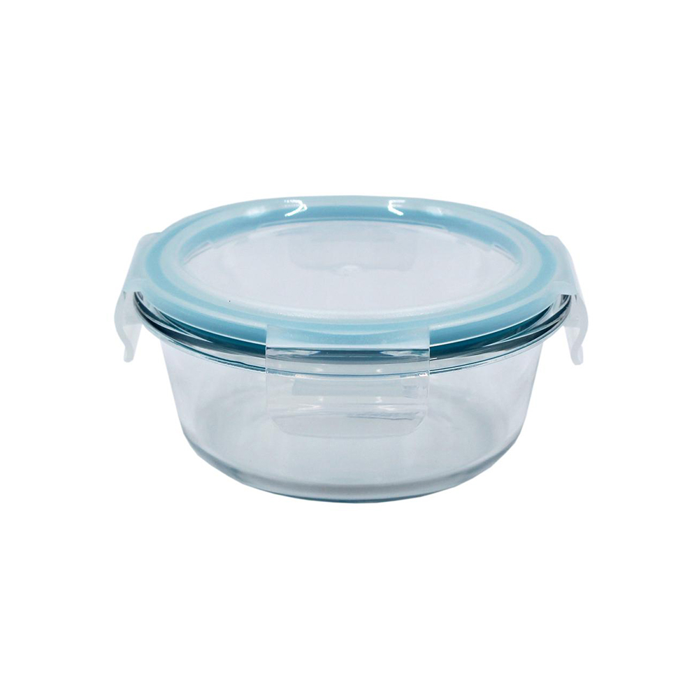 POTE DE VIDRO HERMÉTICO REDONDO 390ML AZUL CLARO - CM48