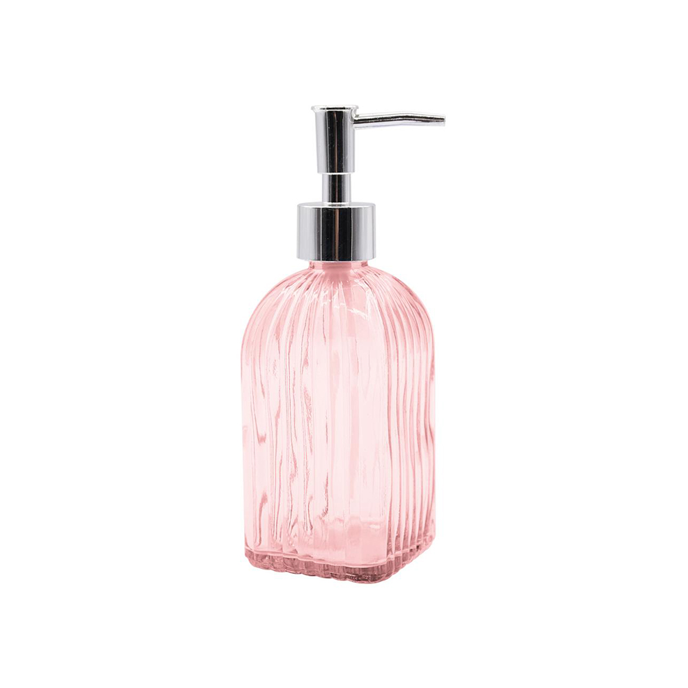 DISPENSER LIQUIDO VIDRO ROSA 400ML - CM48 (EM CASA TEM GLASS)