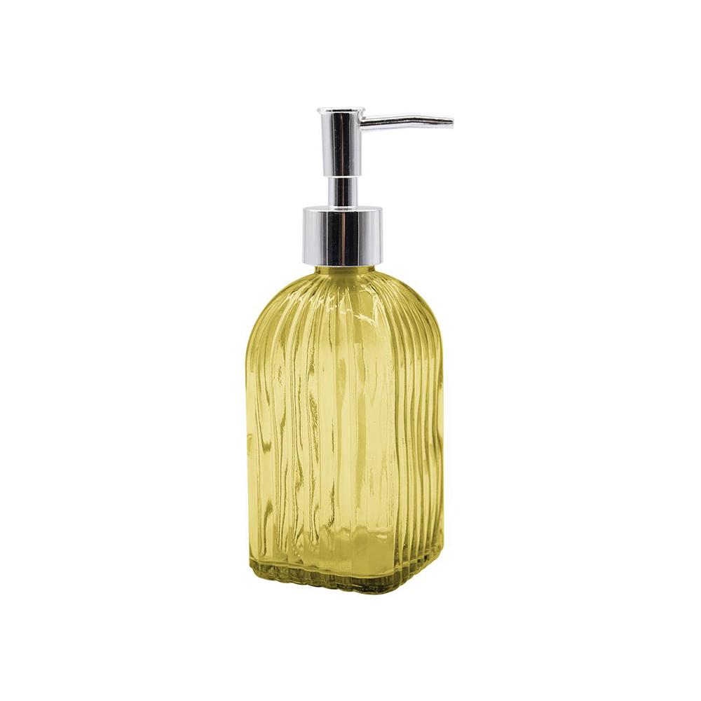 DISPENSER LIQUIDO VIDRO AMARELO 400ML - CM48 (EM CASA TEM GLASS)