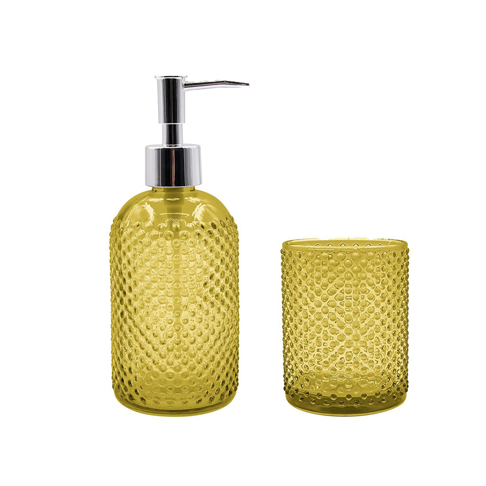 KIT PARA BANHEIRO 2 PEÇAS VIDRO AMARELO - CM24