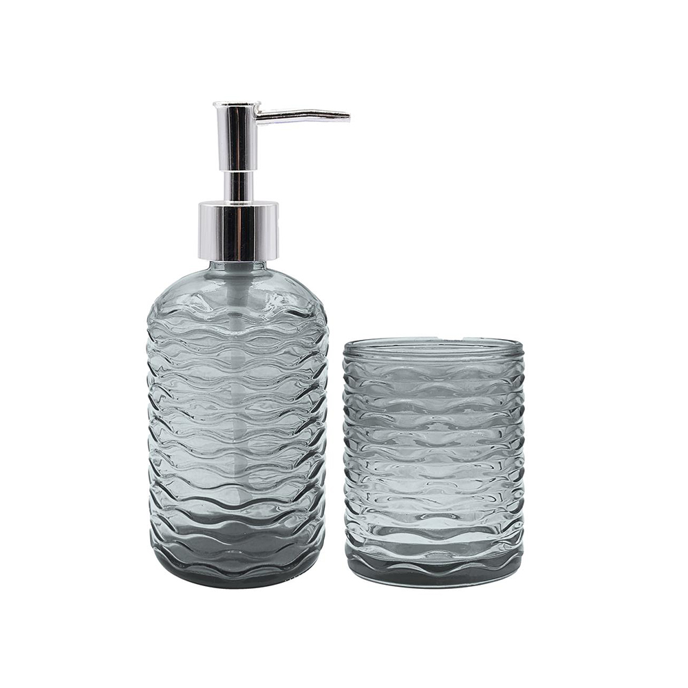 KIT PARA BANHEIRO 2 PEÇAS VIDRO CINZA - CM24