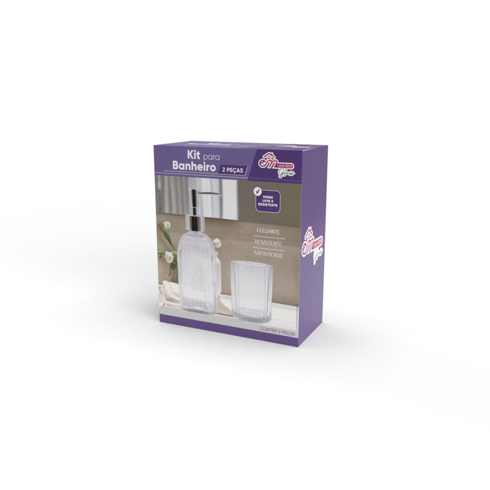 KIT PARA BANHEIRO 2 PEÇAS VIDRO BRANCO - CM24
