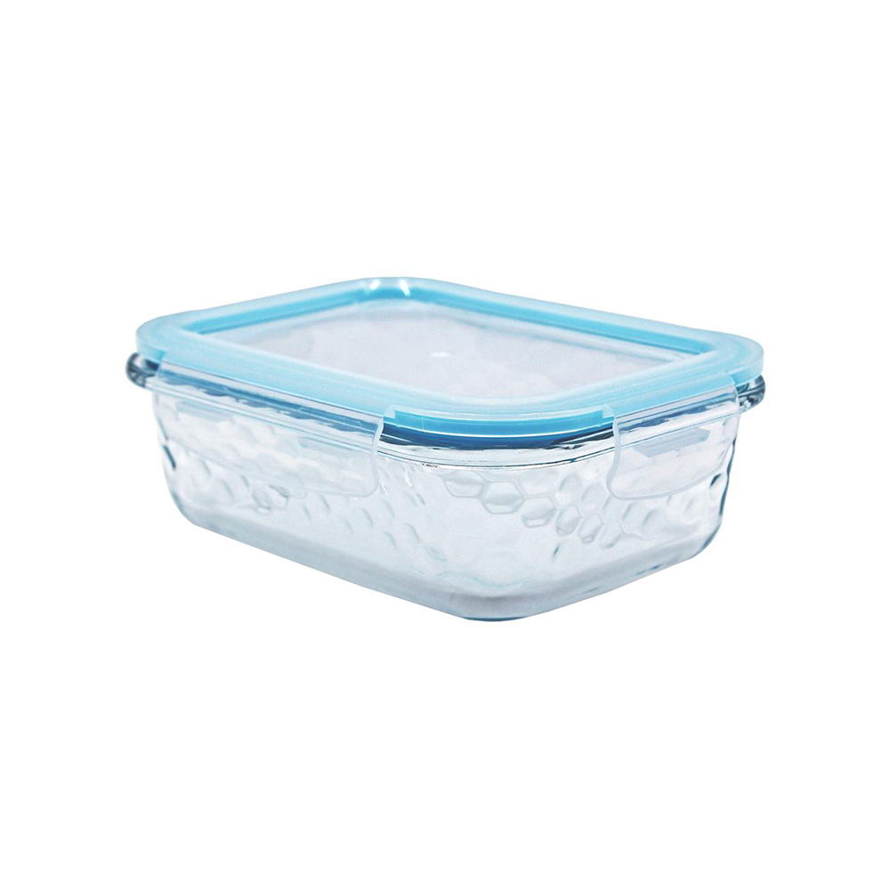 POTE DE VIDRO HERMÉTICO HONEY RETANGULAR AZUL CLARO 1,04L - CM24